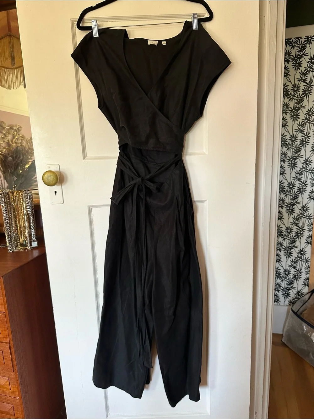 Aritzia Wilfred Brax Wide-Leg Black Wrap Jumpsuit
